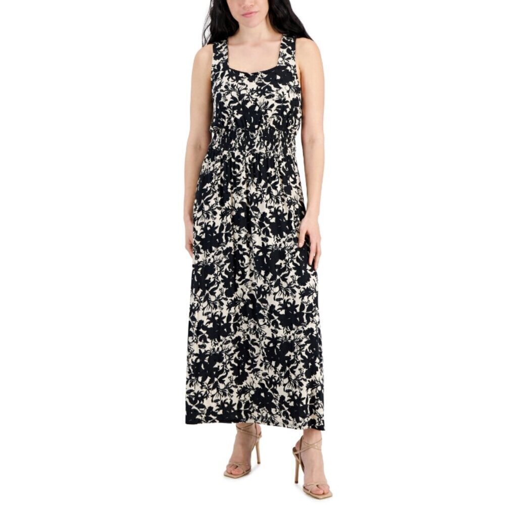 I.N.C. INTERNATIONAL CONCEPTS Petite Floral Printed White & Black Maxi Dress NWT